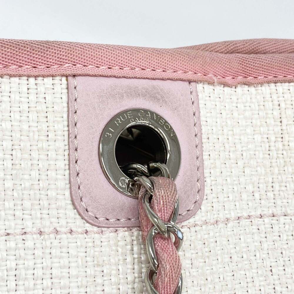 CHANEL Pink Raffia Deauville Tote Bag - Picture 9 of 11